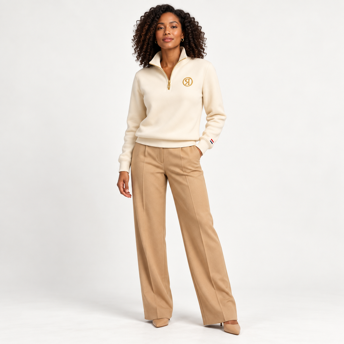 Premium Quarter-Zip — Beach/Cream