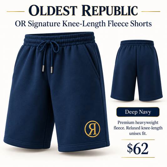 OR Signature Knee-Length Unisex Fleece Shorts-Deep Navy