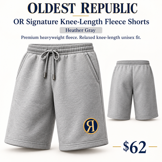OR Signature Knee-Length Unisex Fleece Shorts-Heather Gray