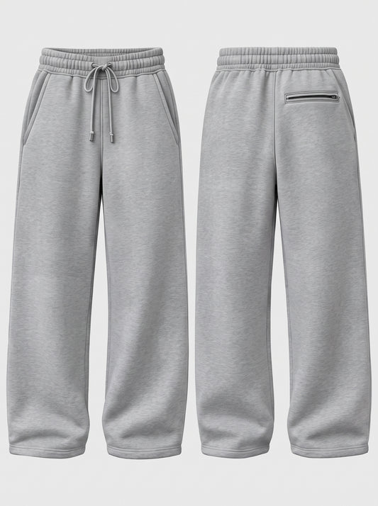 OR Signature Medium-Baggy Fleece Plain Sweatpants-Heather Gray